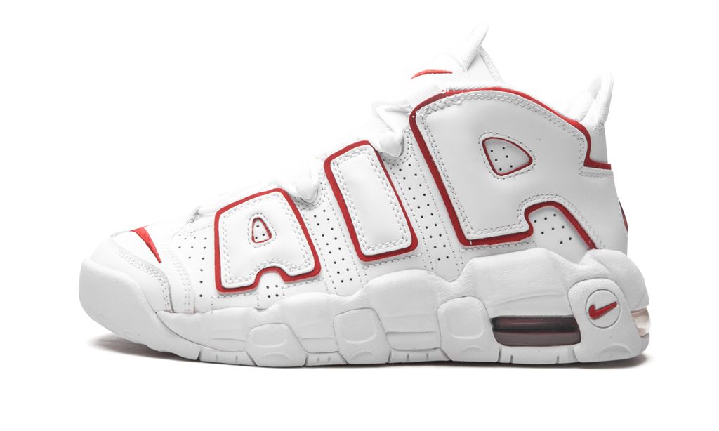 NK Air More Uptempo White Varsity Red Outline