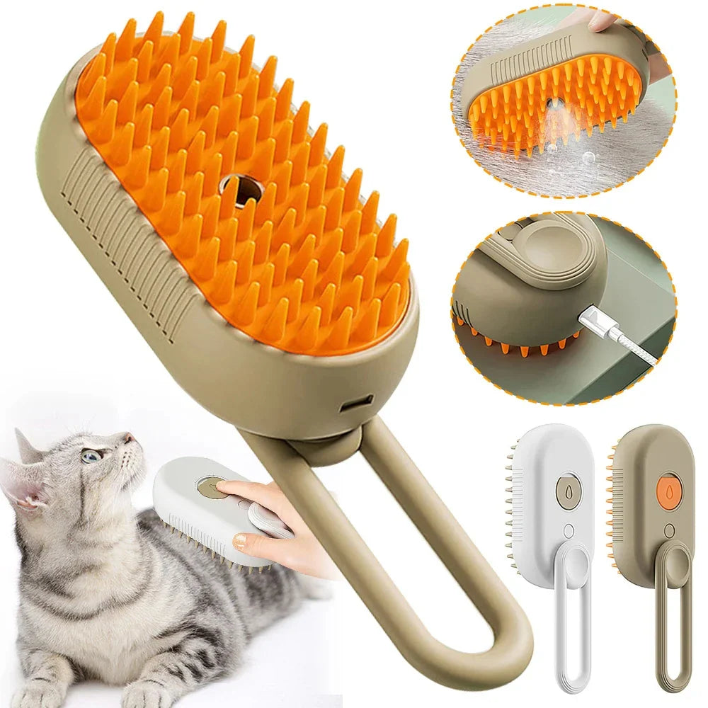 3-in-1 Steam Brush for Cats – Cleaning, Massage and Hair Removal
