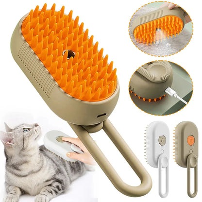 3-in-1 Steam Brush for Cats – Cleaning, Massage and Hair Removal