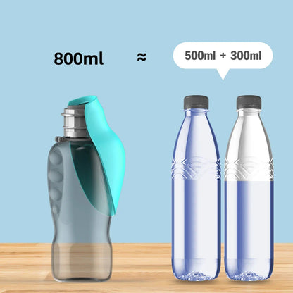 Portable 800ml Water Bottle with Feeder for Dogs – Perfect for Travel