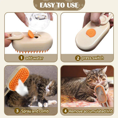 3-in-1 Steam Brush for Cats – Cleaning, Massage and Hair Removal