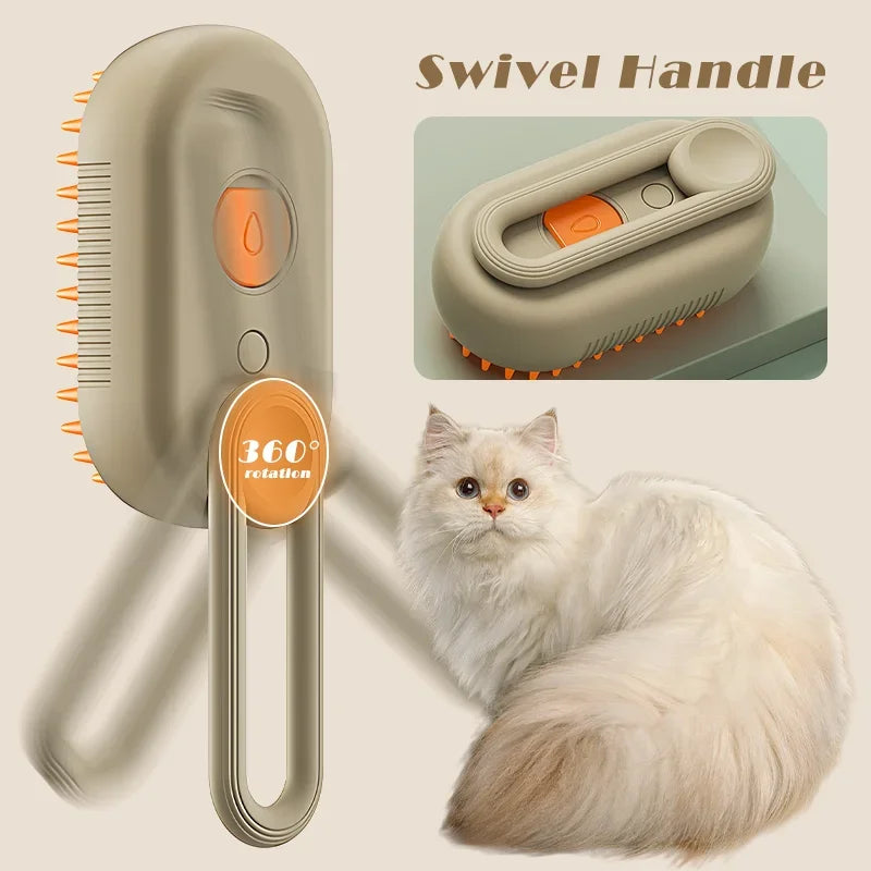 3-in-1 Steam Brush for Cats – Cleaning, Massage and Hair Removal