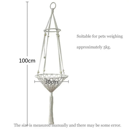 Hanging Hammock for Cats – Woven Cotton Bed & Swing