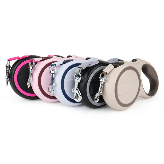 Lesă retractabilă pentru câini 3m/5m – Nylon durabil și rezistent