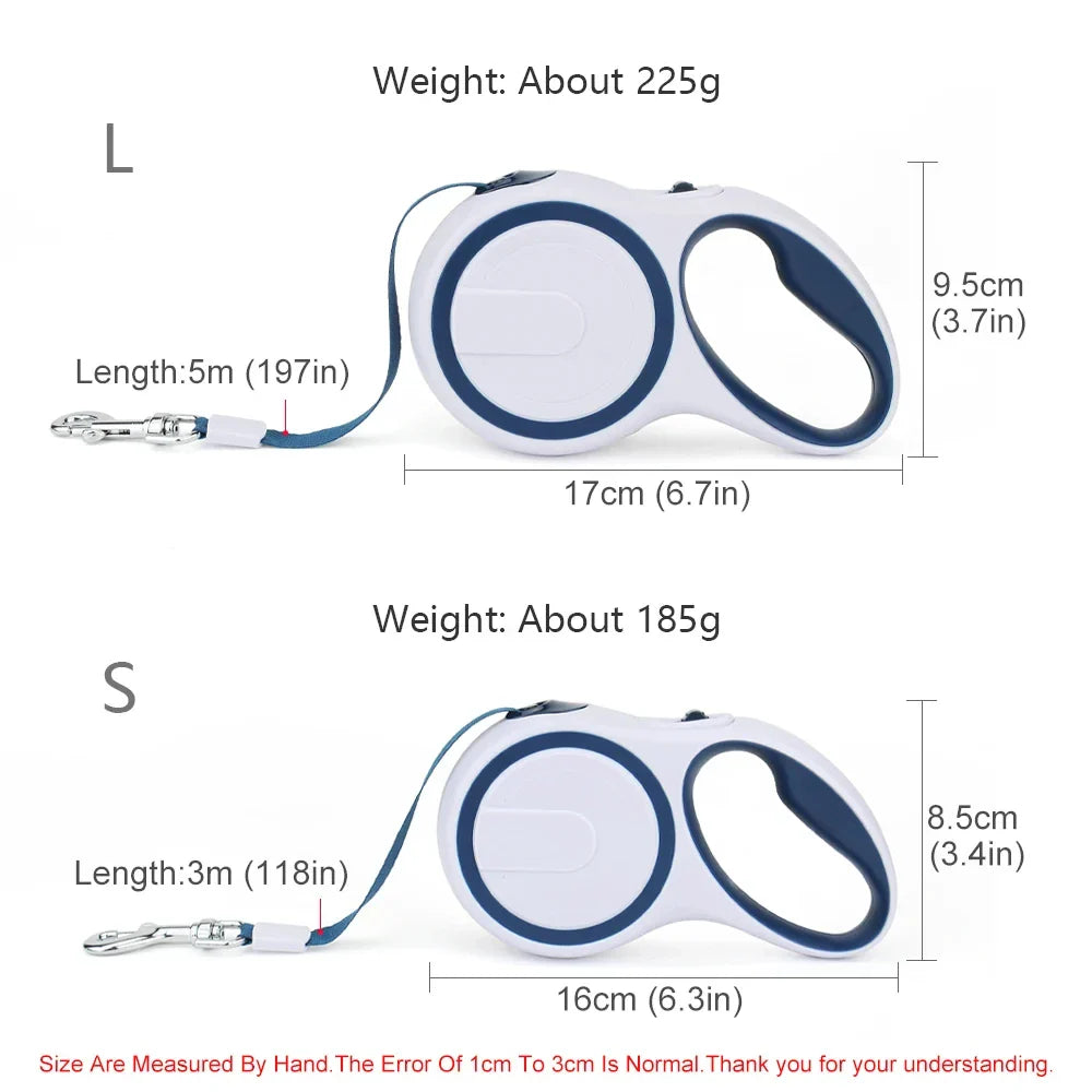 Retractable Dog Leash 3m/5m – Durable and Strong Nylon