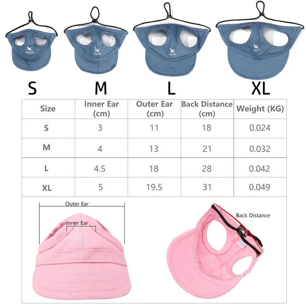 Haustierkappe – Verstellbar, Sonnenschutz, mit Ohrenöffnungen 