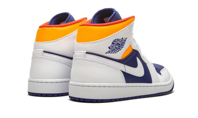 Jordan 1 Mid White Laser Orange Deep Royal Blue