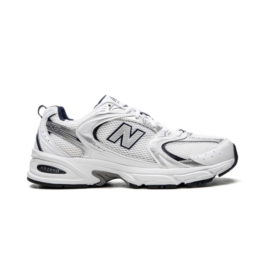 NB 530 White Silver Navy