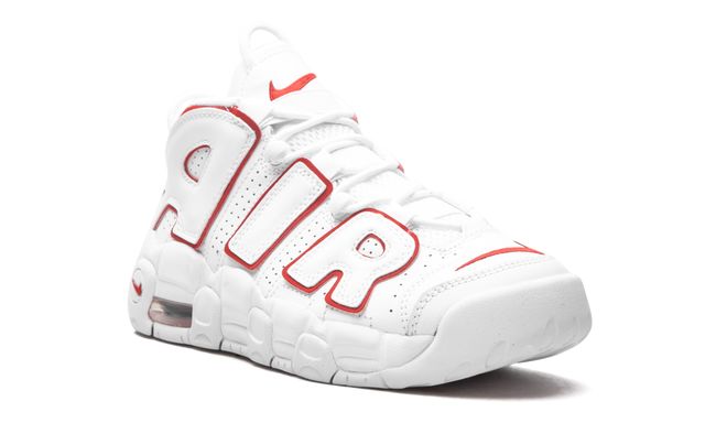 NK Air More Uptempo White Varsity Red Outline