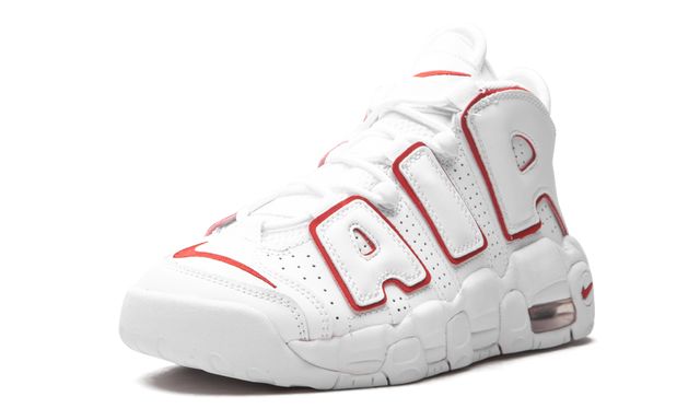 NK Air More Uptempo White Varsity Red Outline