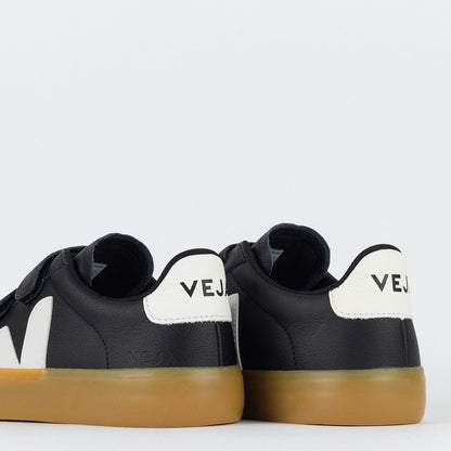 V Shoes Logo Chromefree Leather Black White