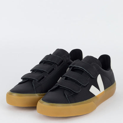 V Shoes Logo Chromefree Leather Black White