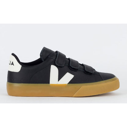 V Shoes Logo Chromefree Leather Black White