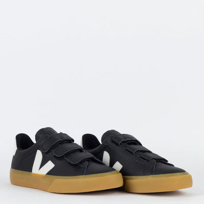 V Shoes Logo Chromefree Leather Black White