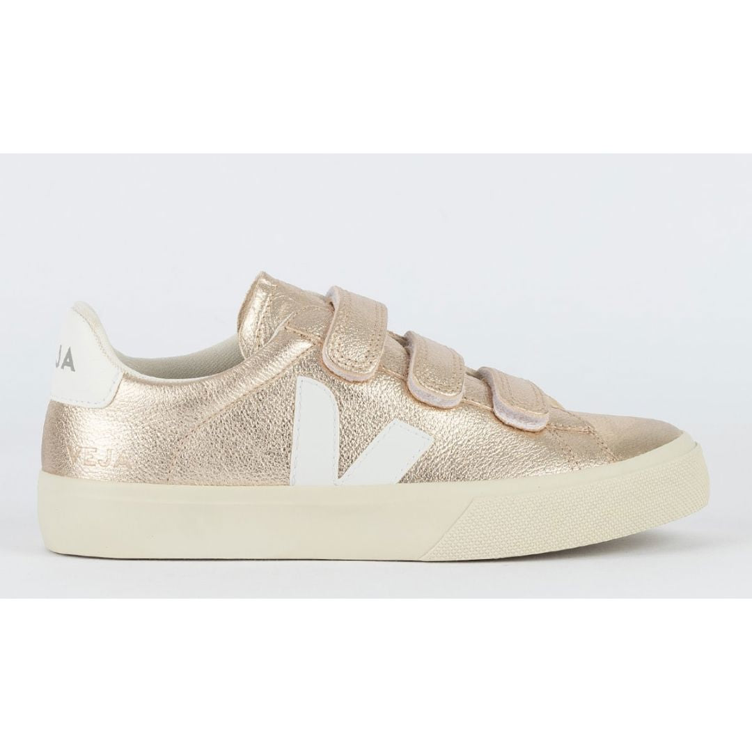 Pantofi V Logo, piele fără crom, alb platinat 